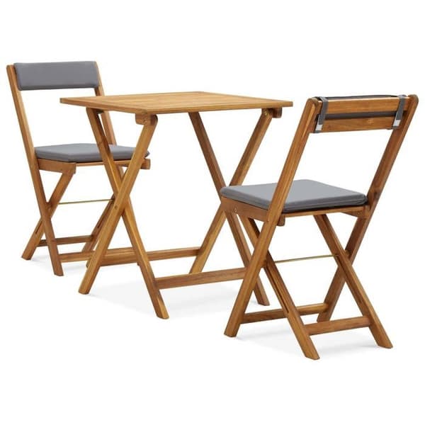 Maison Exclusive - Sæt af 3 stk. foldbart bistro og puder i solid akacietræ Mörkgrå (kuddar)