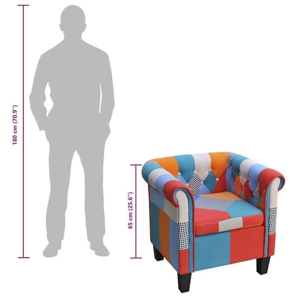 Fåtölj - Patchwork - 100% polyester tyg - Gul - Ergonomisk sits i skum