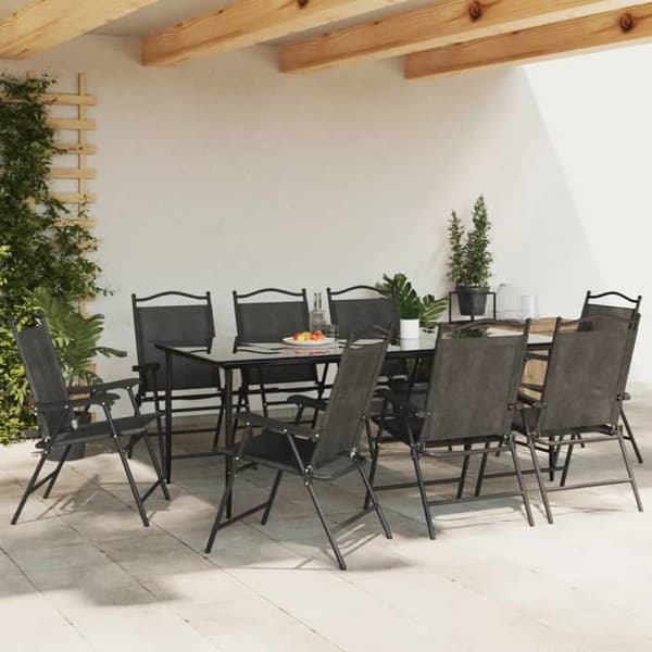 Maison Exclusive - Fällbara stolar 8 delar Grå melerad stål och textilene