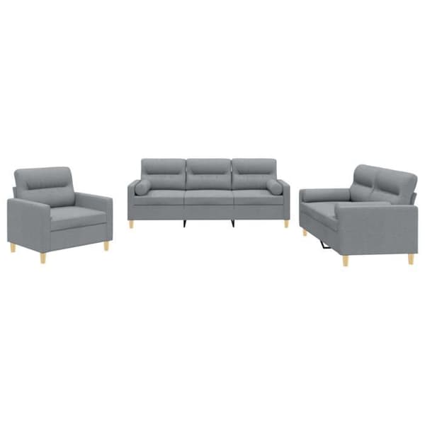 Maison Exclusive - Sæt af 3 sofaer med lysegrå puder i stof