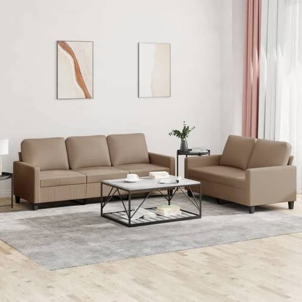 Maison Exclusive - Sæt af 2 sofaer med puder Cappuccino Simililæder