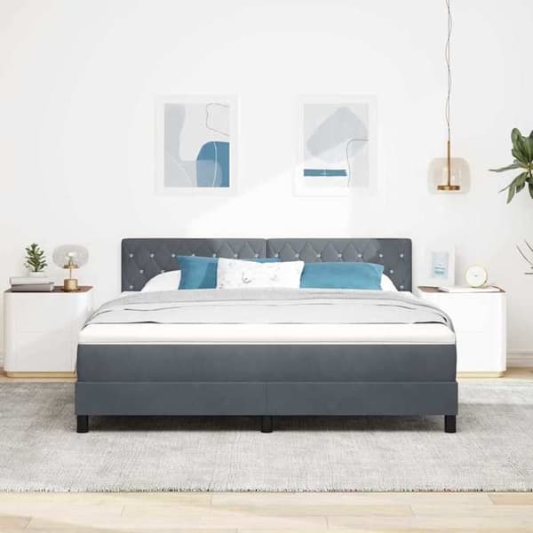 Maison Exclusive - Jousipatja tummanharmaalla vuoteella 180 x 200 cm Sametti Mörkgrå