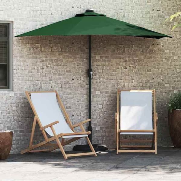 Hav parasol - MAISON EXCLUSIVE - 294x150x223 cm - Grøn - Polyester og stål - Solcelle LED, håndsving Grön