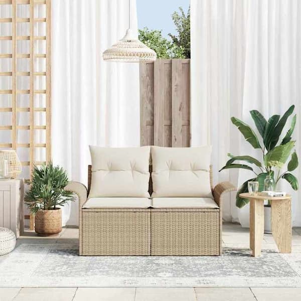 Havemøbel - EKSKLUSIV HUS - 141x62x69 cm - Polyrotin - Beige - Robust stålramme beige