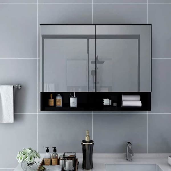 Maison Exclusive - LED Spejlskab til badeværelse Sort 80x15x60 cm MDF