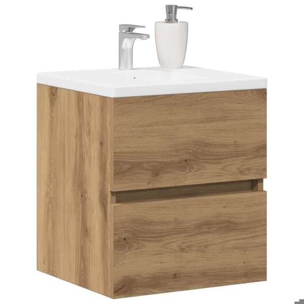 Maison Exclusive - Badeværelsesmøbel under vask i massivt egetræ 41 x 38,5 x 45 cm ingeniørtræ