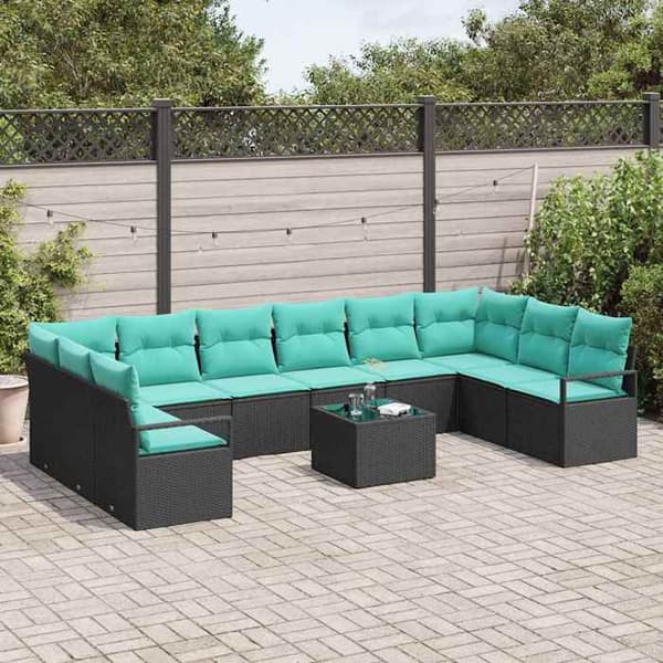 Maison Exclusive - 11-delars soffgrupp i svart polyrotting