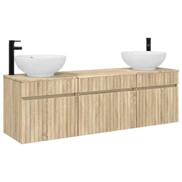 Maison Exclusive - Badeværelsesskabssæt 3 stk Sonoma Eg