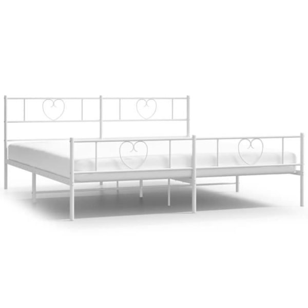 Sengeramme i metal med hvid sengegavl/fodgærde 183x213cm90 [cm] Vit