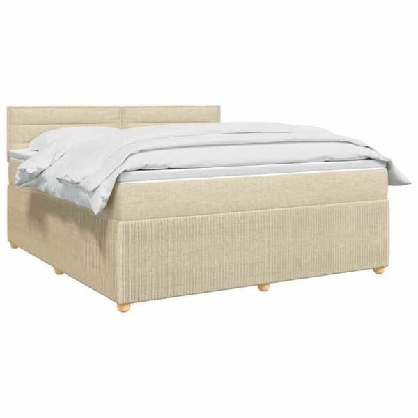 Maison Exclusive - Boxspring seng med madras Creme 140 x 200 cm Stof