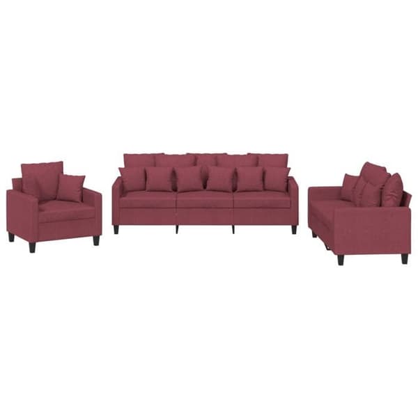 Maison Exclusive - Sæt af 3 sofaer med bordeaux røde puder i stof