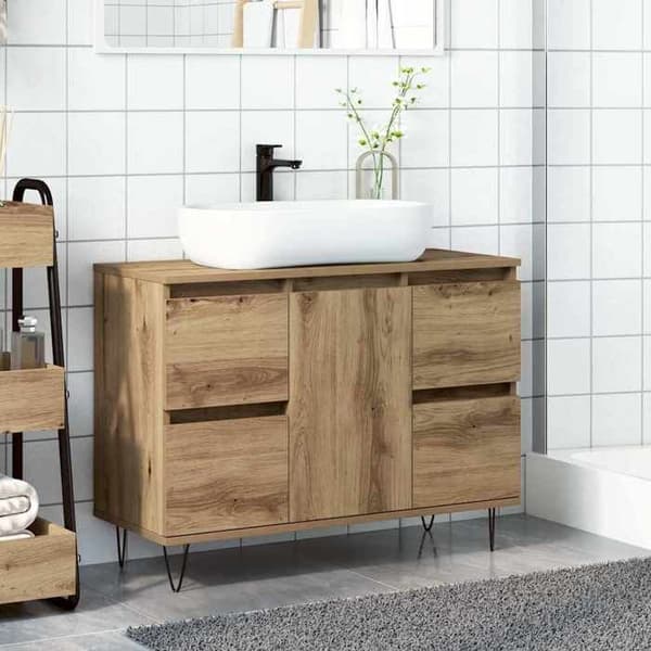 Maison Exclusive - Badeværelsesskab i håndlavet egetræ og ingeniørtræ