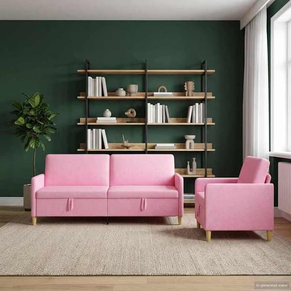 Maison Exclusive - Soffa med förvaring 2 st Rosa Polyester