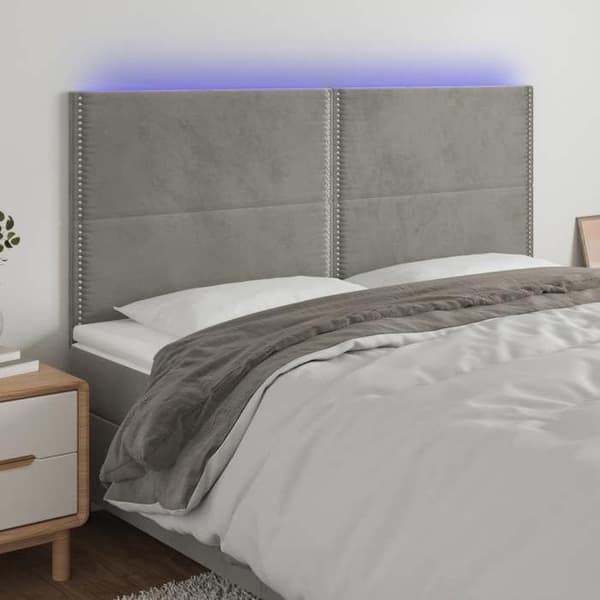 Hovedgærde - Maison Exclusive - Lys grå - Velour - Indbygget LED ljusgrått
