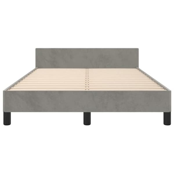 Sengestel - EKSKLUSIV HUS - 120 x 190 cm - Lys grå - Velour - Lamelseng ljusgrått