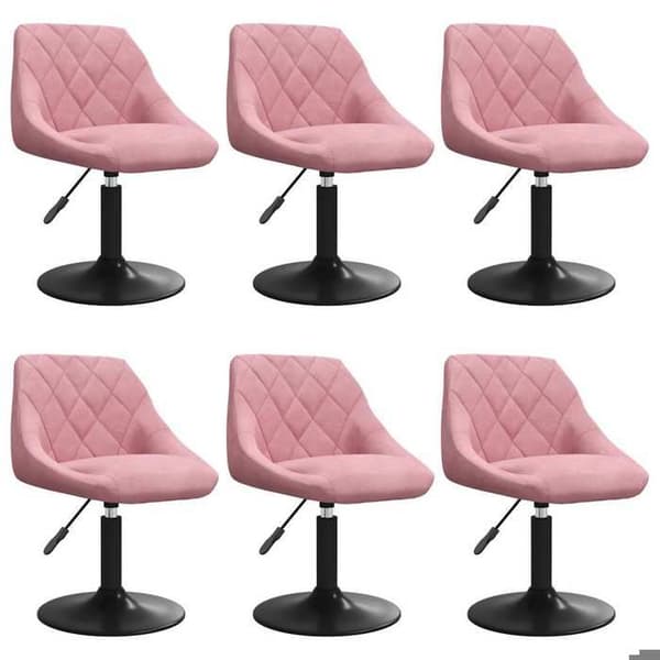 Maison Exclusive - Snurrande matstolar set om 6 rosa sammet