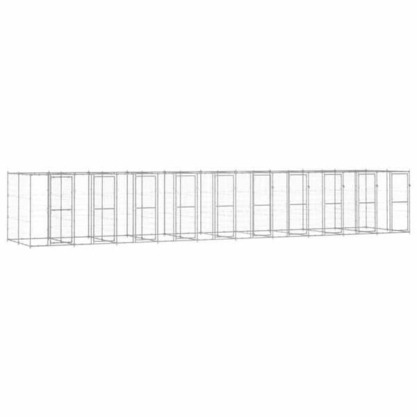 Maison Exclusive - Utomhus hundhus i galvaniserat stål 24,2 m² silver-