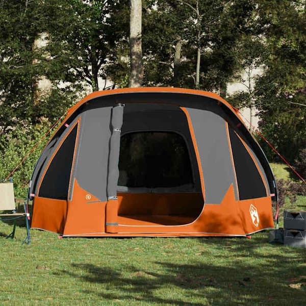 Maison Exclusive - Perheelle tarkoitettu 6 hengen teltta, harmaa-oranssi, vedenpitävä