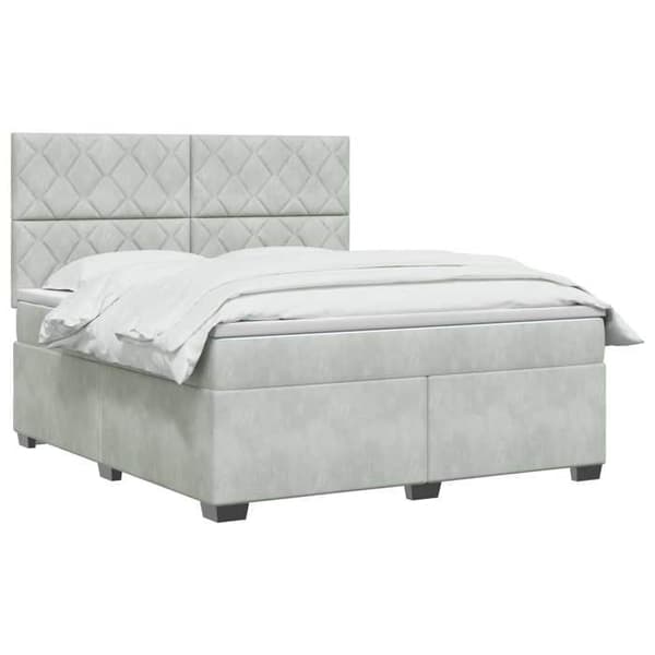 Maison Exclusive - Boxspring säng med madrass Ljusgrå 140 x 190 cm Sammet Ljusgrått