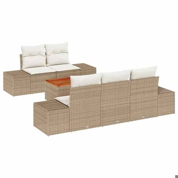 Havemøbler - EKSKLUSIVT HUS - Modulær - Polyrotin beige/creme - Stålramme & akacie - UV-resistent beige