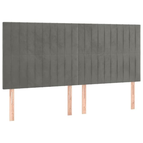 Maison Exclusive - LED-huvudgavel Ljusgrå 180x5x118/128 cm Sammet ljusgrått