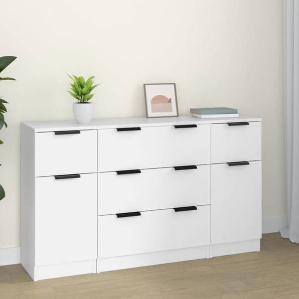 Maison Exclusive - Bufféer 3 st Vit Ingenjörsträ