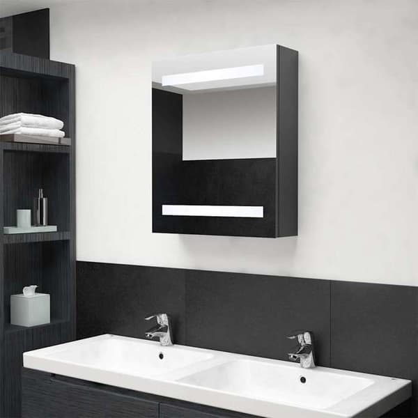 Maison Exclusive - Spegelskåp med LED-ljus grå 50x14x60 cm grå
