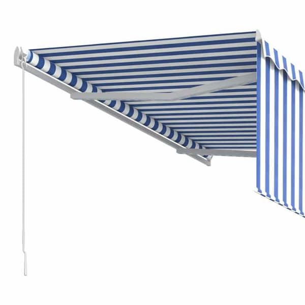 Fällbart tak - EXKLUSIVT HUS - 3x2,5 m - Manuell - Pulverlackerad aluminium - PU-polyesterduk med UV-skydd Blå och vit