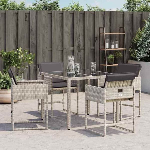 Maison Exclusive - Havestole med puder sæt af 4 lys grå poly rattan ljusgrått