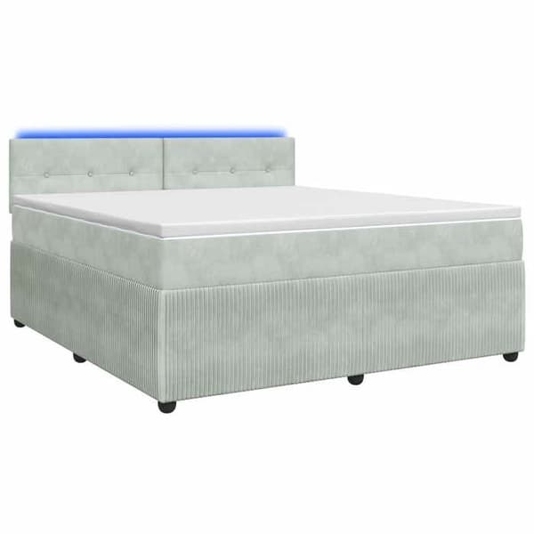 Maison Exclusive - Boxspring seng med madras Lys grå 180 x 200 cm Velour Ljusgrått