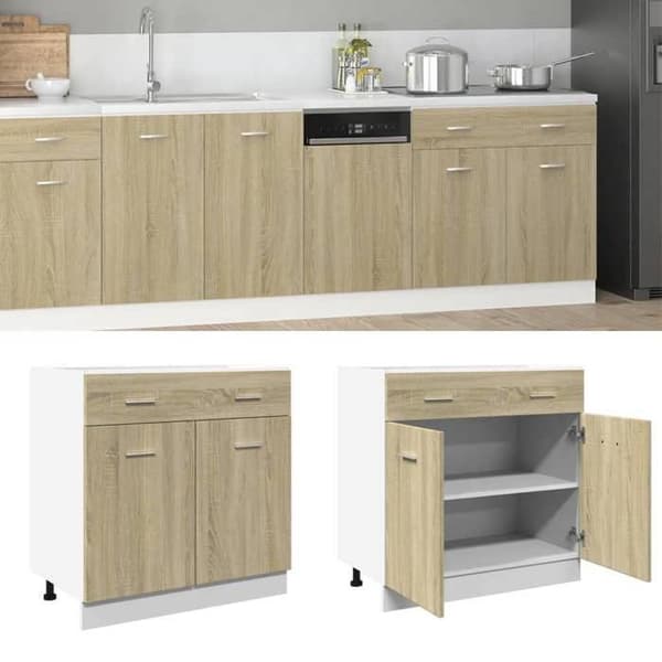 Maison Exclusive - Underskabs kommode "Lyon" Sonoma Eg 80 x 46 x 81,5 cm Ingeniørtræ