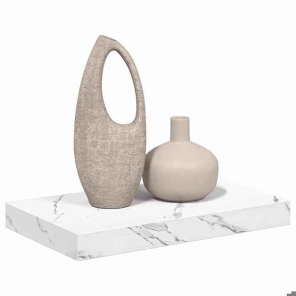Vägghylla - EXKLUSIV HEM - Vit marmor - Ingenjörsträ - Rektangulär - 40×23,5×3,8 cm Vit (marmor)
