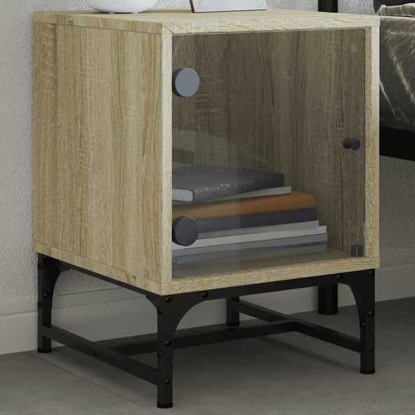 Maison Exclusive - Natborde og glasdøre 2 stk. egetræ sonoma 35x37x50cm