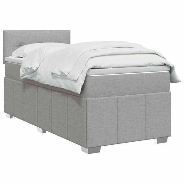 Maison Exclusive - Boxspring seng med madras Lys grå 90 x 200 cm Stof Ljusgrått