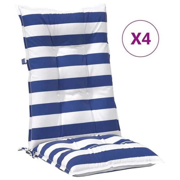 Utomhus kudde - EXKLUSIV HEM - 4 delar - Blå och vit - 100% andningsbart polyester - 120×50×7 cm Blå och vit