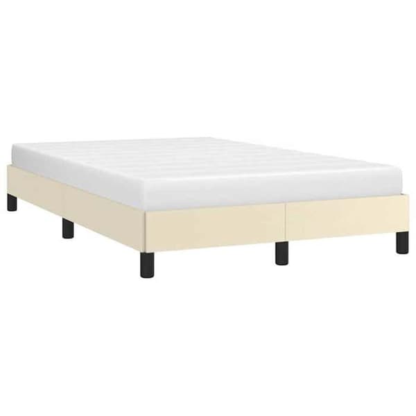 Sengestel - EKSKLUSIV HUS - 120x190 cm - Kunstlæder i creme - Robuste ben - Lamelseng Grädde