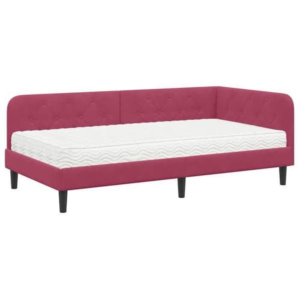 Maison Exclusive - Hörnsängram Bordeaux 100 x 200 cm Sammet