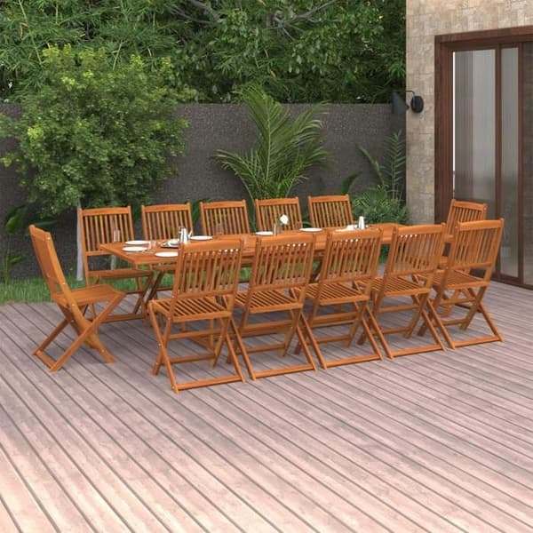 Havemøbel sæt - EKSKLUSIVT HUS - 280x90x75 cm - Massiv akacietræ - 13 dele - Foldbare stole og bord