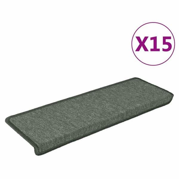 Maison Exclusive - Trappe tæppe 15 stykker 65 x 21 x 4 cm Mørkegrøn Rektangulær kant