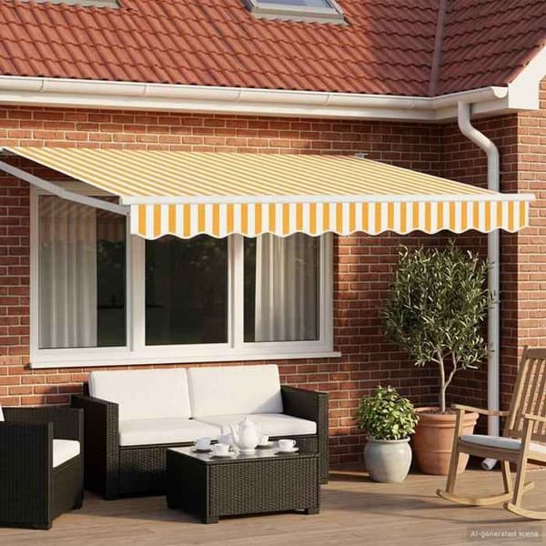 Maison Exclusive - Gul og hvid markise 3,5 x 2 m