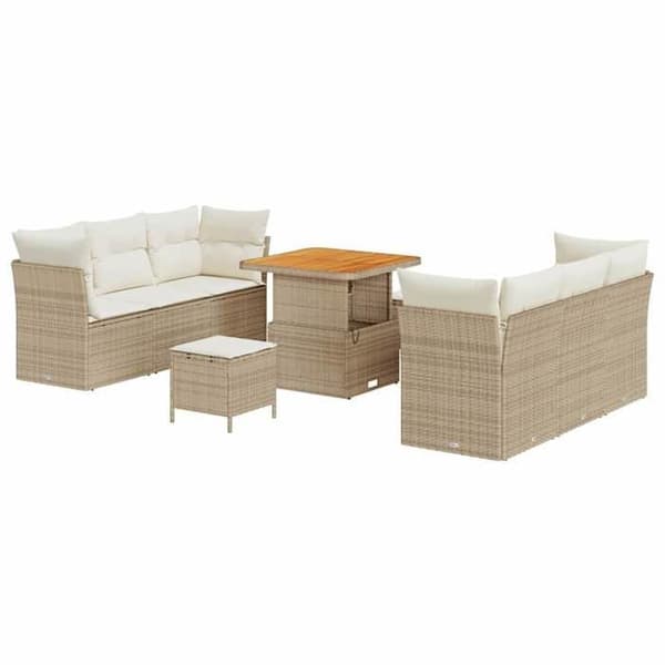 Trädgårdsmöbler - EXKLUSIVT HUS - Modulär - 9 delar - Beige - Justerbart bord beige