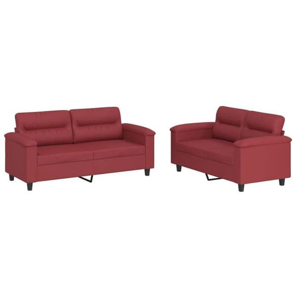 Maison Exclusive - Sæt af 2 sofaer og puder Rød bordeaux Kunstlæder