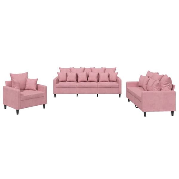 Maison Exclusive - Sæt af 3 sofaer med puder i rosa velour