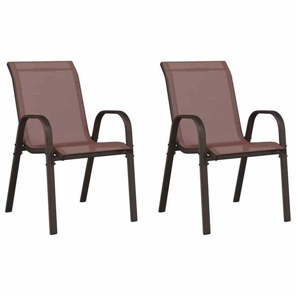 Maison Exclusive - Stapelbara trädgårdsstolar set om 2 Brun Textilene brun