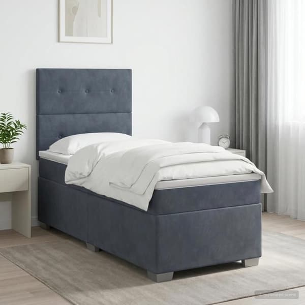 Maison Exclusive - Boxspring säng med madrass Mörkgrå 100 x 200 cm Sammet Mörkgrå