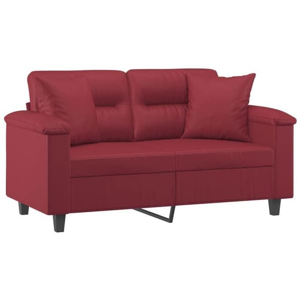 Maison Exclusive - Soffa 2 platser med bordeaux kuddar 120 cm konstläder