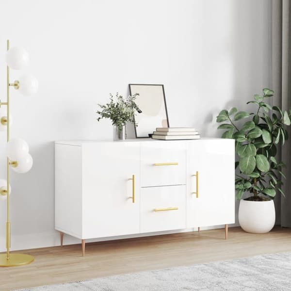 Maison Exclusive - Hvid glans buffet 100x36x60 cm ingeniørtræ Vit