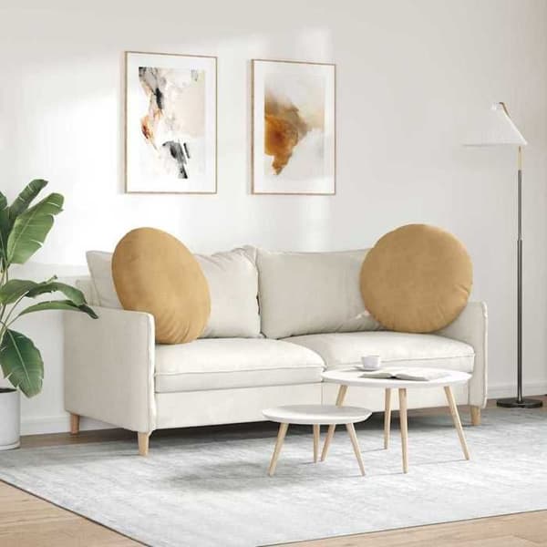 Sittkudde - EXKLUSIV HEM - Ø60 x 21 cm - Brun sammet - Rund - Set om 2 brun