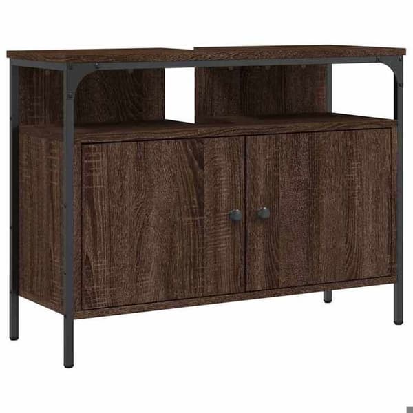 Maison Exclusive - Badeværelsesskab med vask i brunt egetræ 80x30x60 cm