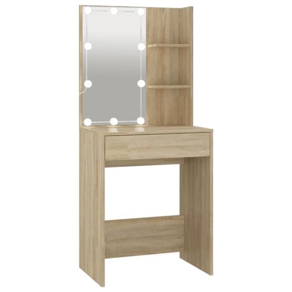 Toiletbord med LED Sonoma eg 60x40x140 cm140 [cm] Brun